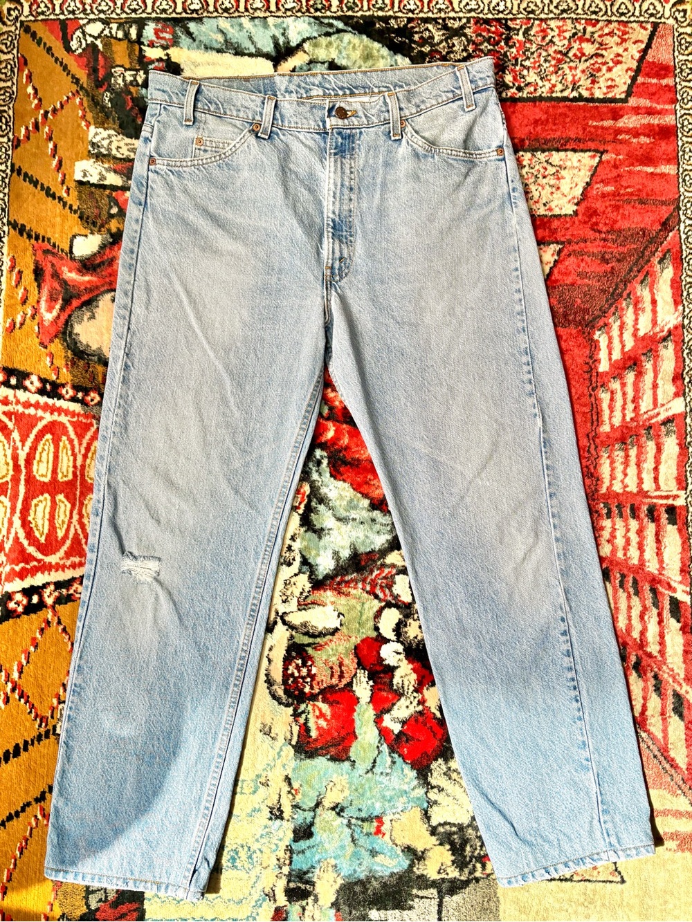 Levi’s VTG 80s 505 orange tab light blue denim jeans SZ 36x29” Made in USA